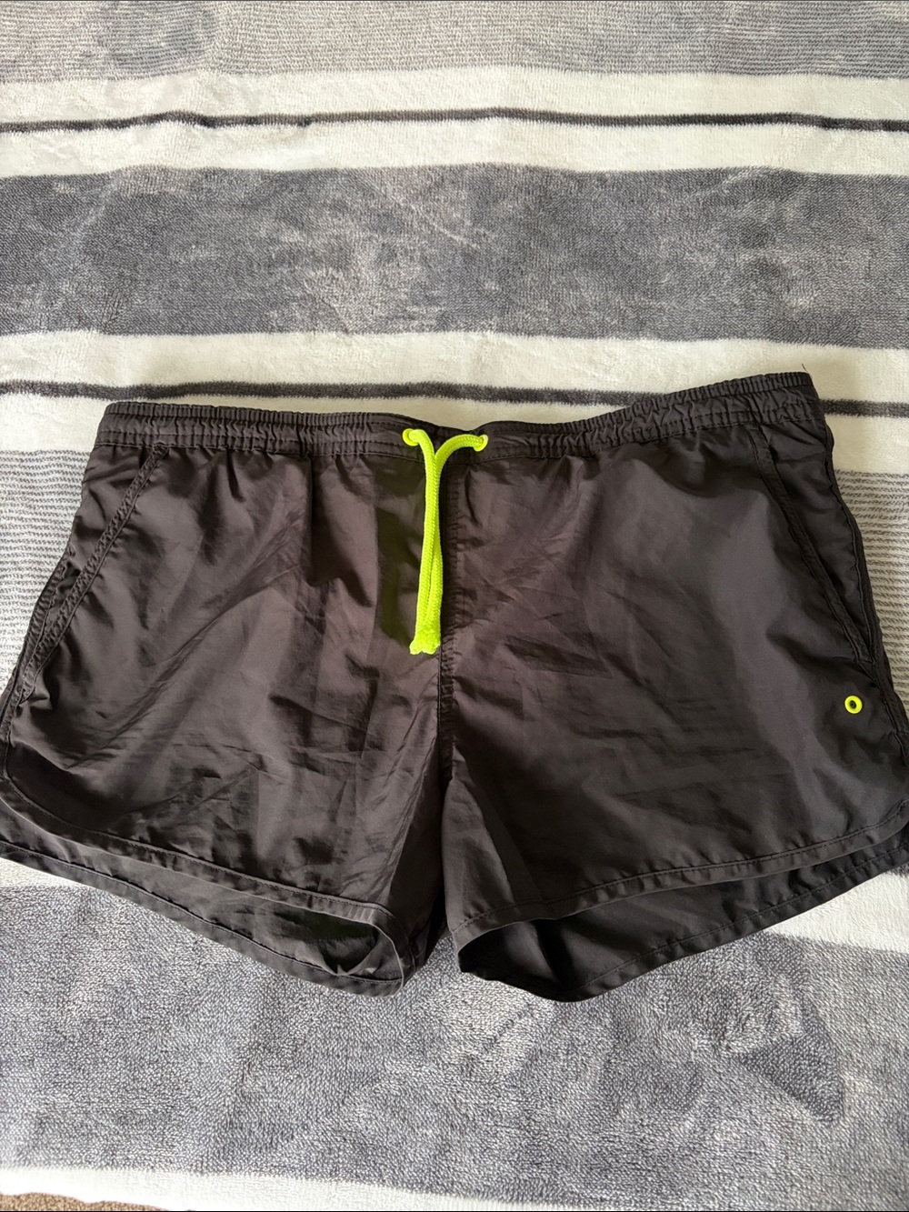 H&M Black Swin Shorts with Neon Green Drawstring
